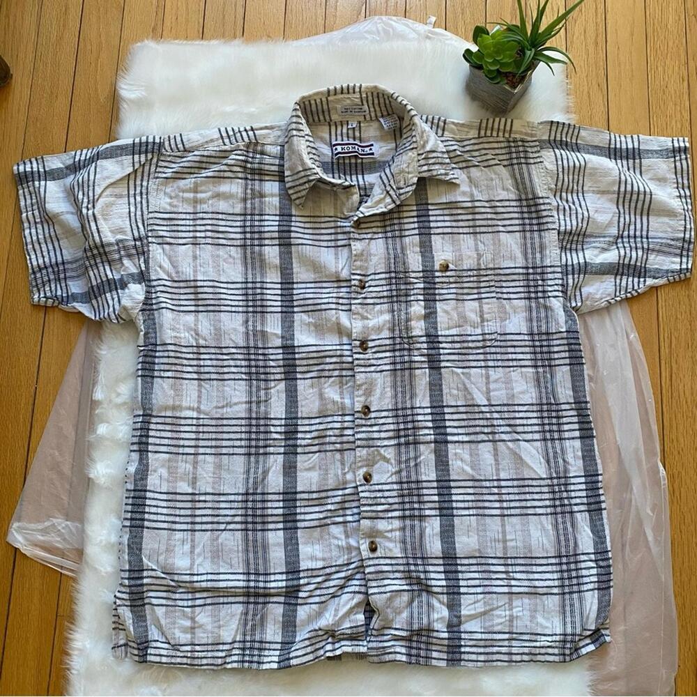 Koman Casual Plaid Shirt Large
